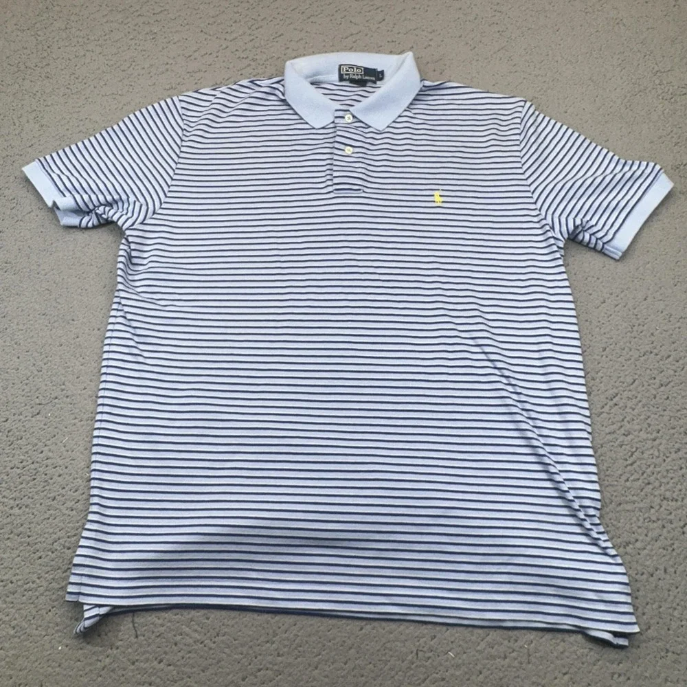 Polo By Ralph Lauren Polo‎ Shirt Mens Large Blue Striped Short Sleeve Collared